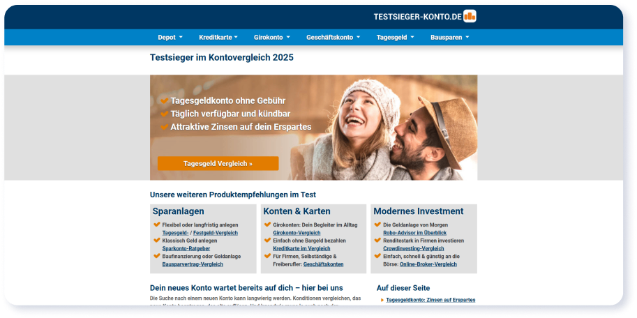 Screenshot testsieger konto